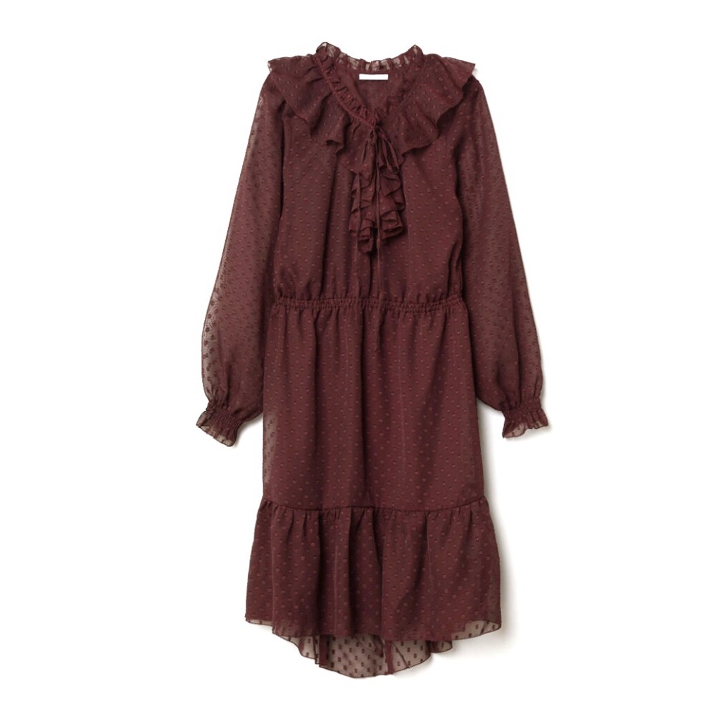 H&M Burgundy Flounced Dress